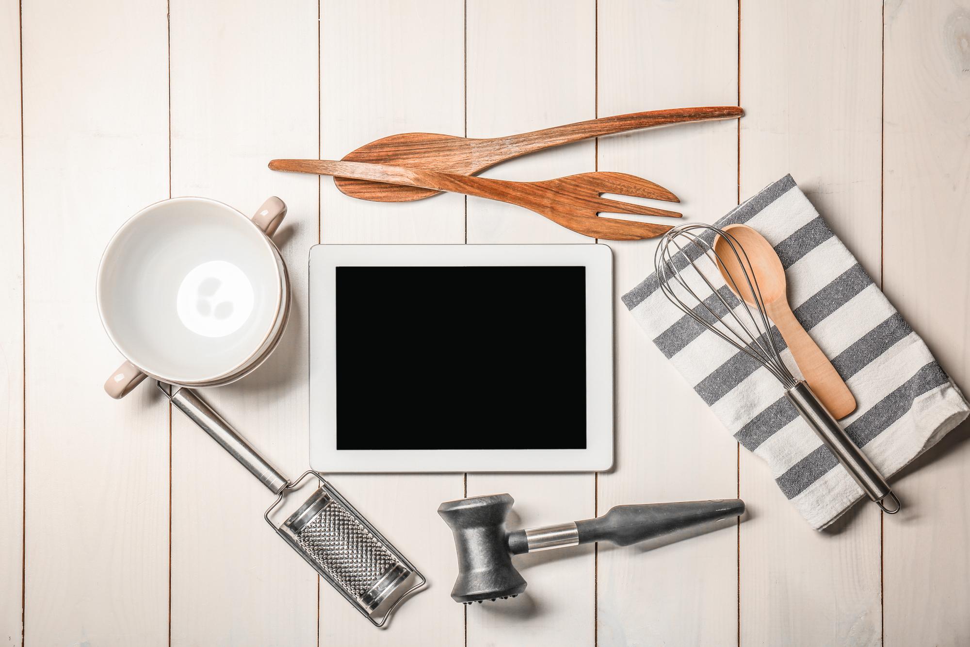 Small modern kitchen workspace with cooking tools